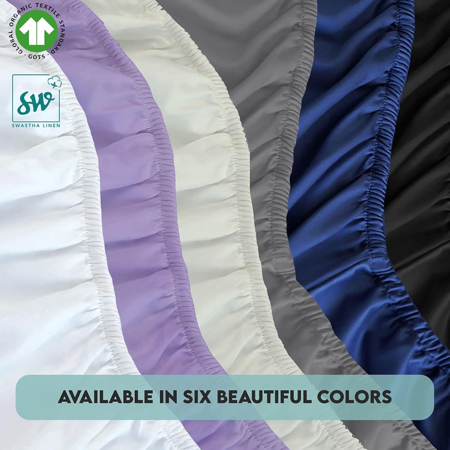 King Fitted Bed Sheets, Pillow Cover Set 100% Organic Cotton 300 TC Fits Mattress Upto 17 Inches Pocket Hotel Quality Luxury Soft Bedding Sheets, Pillowcases 4 PC Sateen Weave Lt Grey