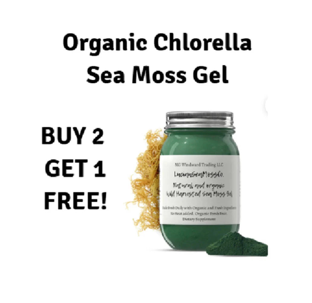 Buy 2 Get 1 Free! Alkaline Organic Irish Sea Moss Gel Infused with Organic Chlorella 100% Organic, Dr. Sebi Inspired