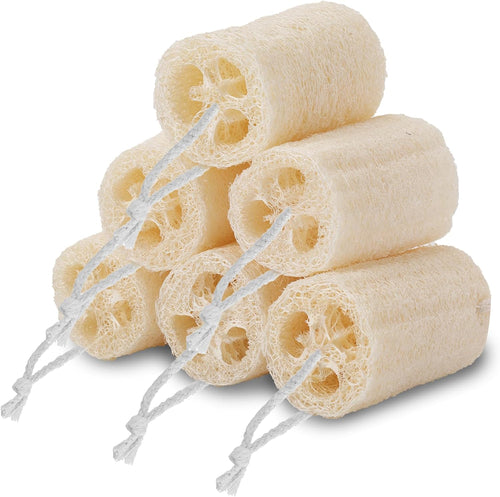 6 Pack Natural Loofah Sponge,Organic Loofah Sponge Organic Luffa Organic Sponge Bath for Shower Scrubbing and Kitchen Cleaning, White