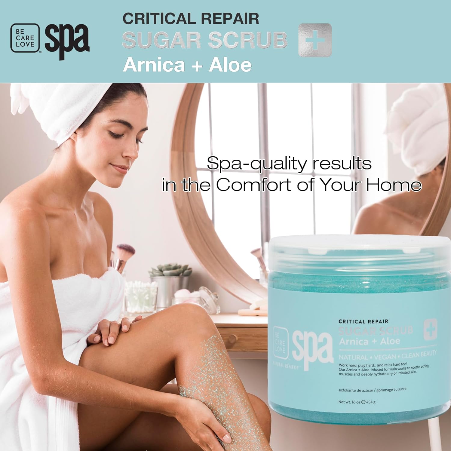 Critical Repair Sugar Scrub - Professional Exfoliating Body Scrub for Dry Rough Skin & Calluses with Arnica & Aloe- Self Care for Women and Men, Made in USA, 16 Oz