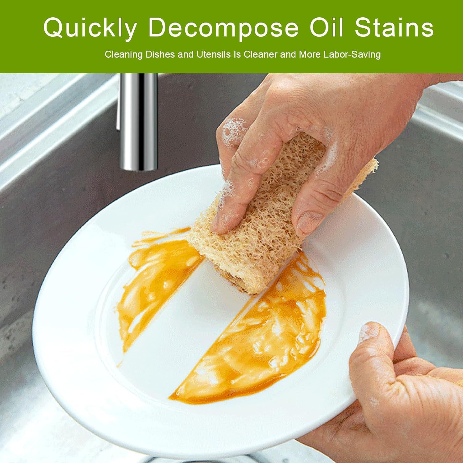 6 Pack Natural Loofah Sponge,Organic Loofah Sponge Organic Luffa Organic Sponge Bath for Shower Scrubbing and Kitchen Cleaning, White