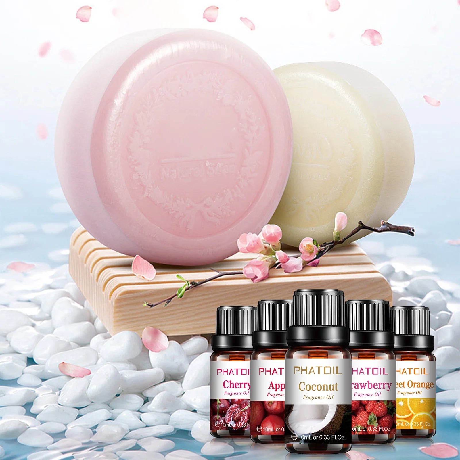 10PCS Fragrance Oil Set, Apple, Mango, Watermelon, Cherry, Coconut Candle Scents for Candle Making, Freshie Scents, Soap Making Supplies, Diffuser Oil Scents