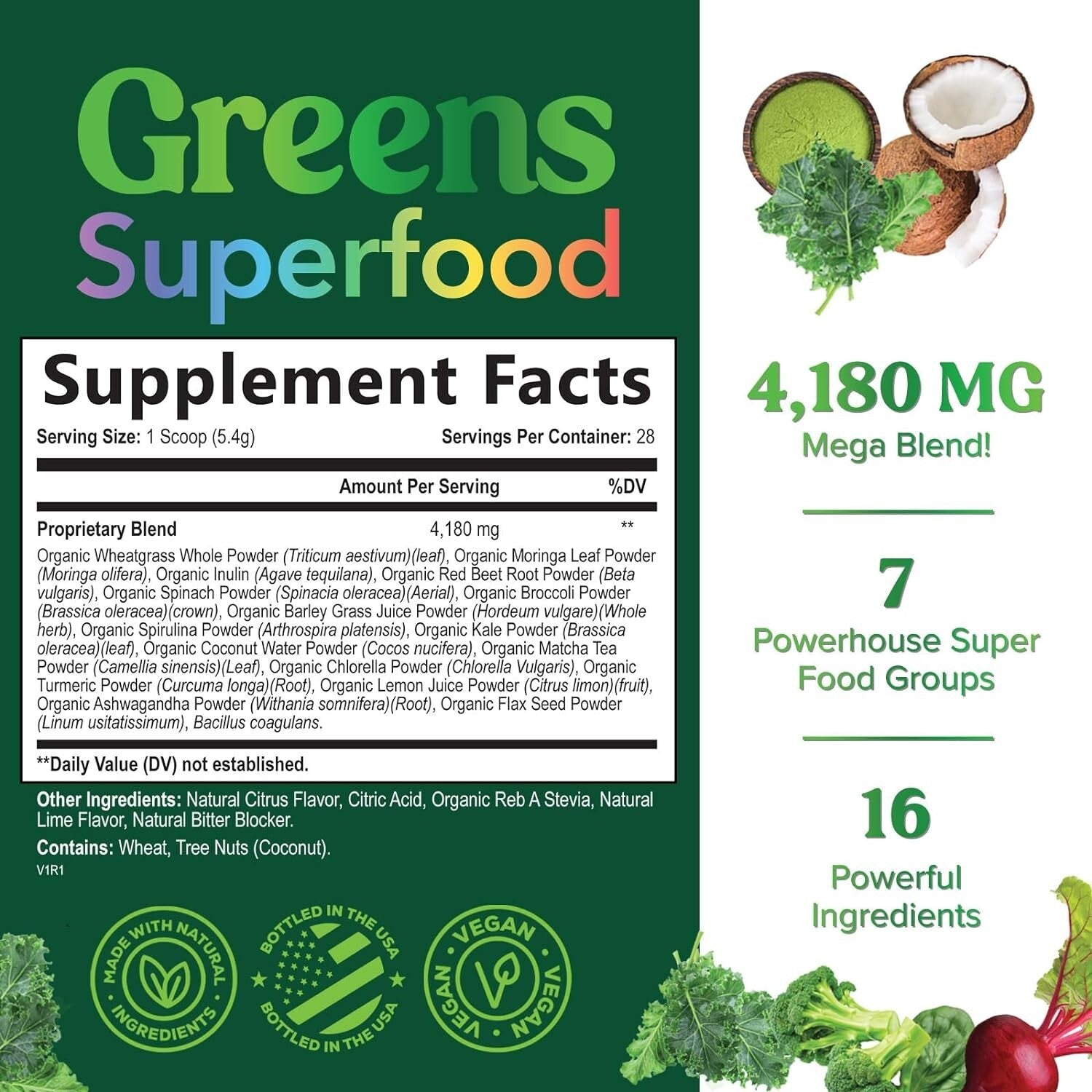 Organic Super Greens Powder Superfood - Original Organic Greens Superfood